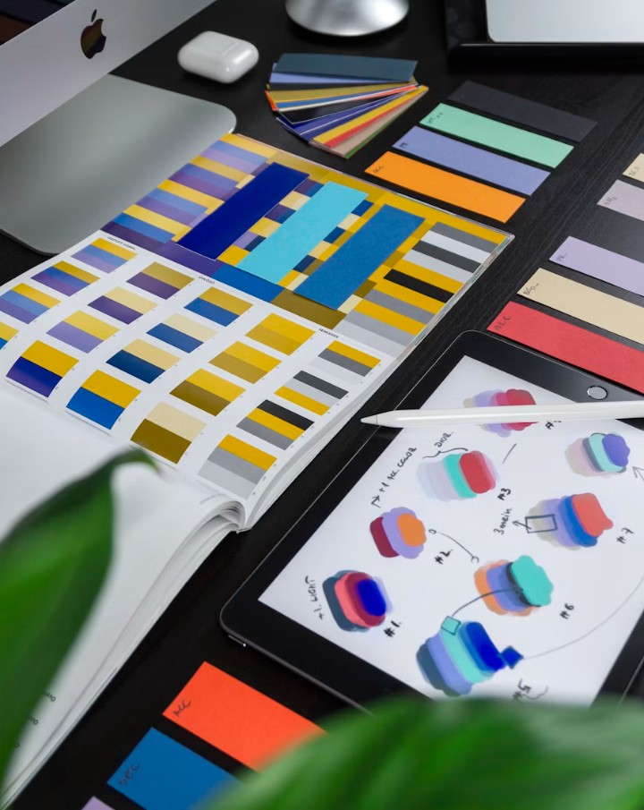 Creative graphic design workspace